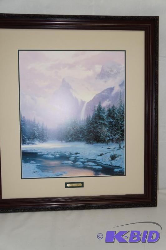 lot 5 image: Rare Thomas Kirkade Glory of Winter print.