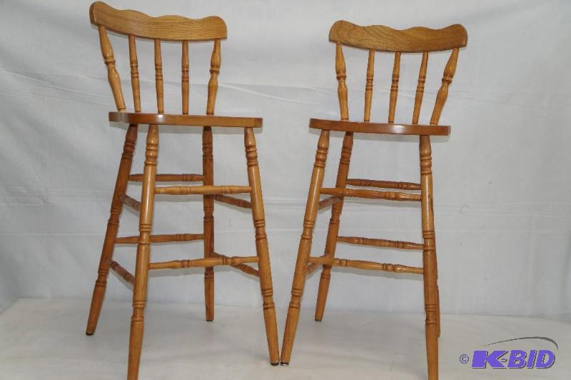 lot 53 image: Two Matching Wood Barstools