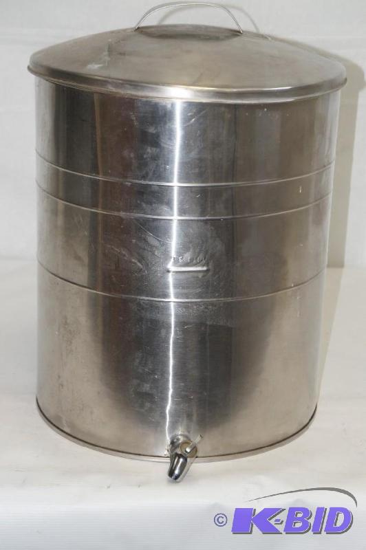 lot 54 image: Stainless Steel Cooler with tap. (5 gallon)