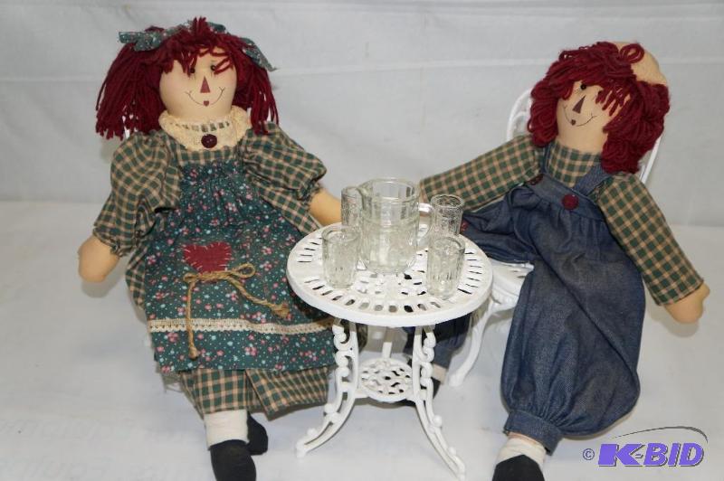 lot 89 image: Raggedy Ann & Andy Set With Cast Iron Patio set