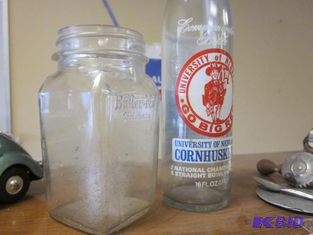 (2) vintage glass jar and bottle, o...