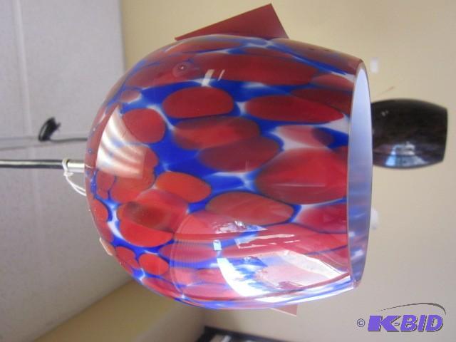 New red, blue, and white hanging gl...
