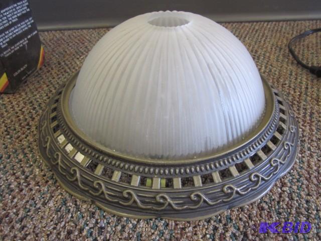 Metal and glass flush mount light f...