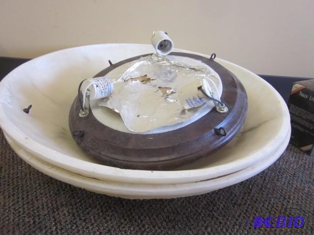 Pair of 20 inch bronze and alabaste...