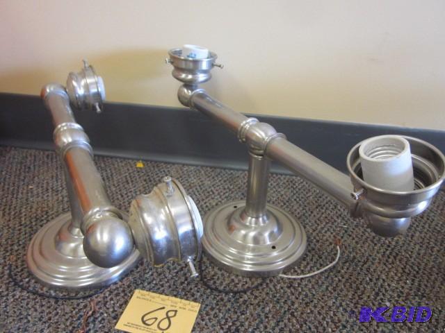 Pair of nickel bathroom vanity ligh...