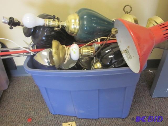 Large bin full of lamps and lightin...