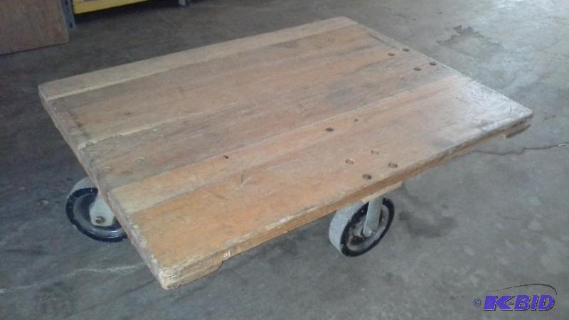 Cart, wood, approx. 36 inches x 46 inches x 11 inches tall,