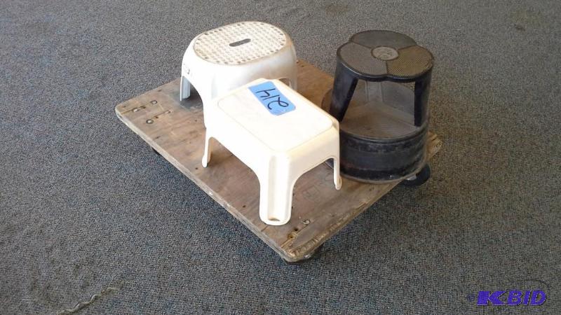 Lot of carts and step stools
