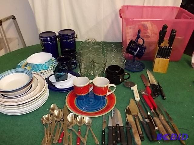 Large Lot Of Dishes, Flatware, Kniv...