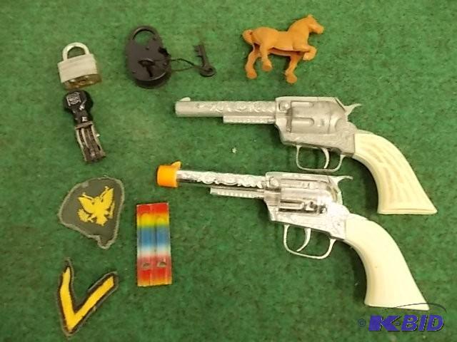 2-Pony Boy Toy Cap Guns, Tin Whistl...