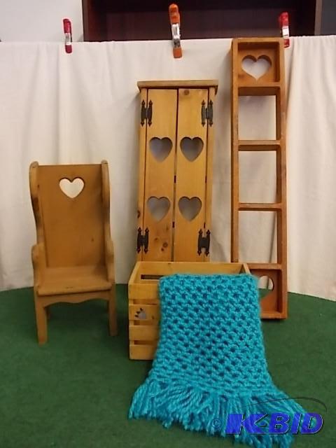 Wood Chair, 2-Wall Shelves, Painted...