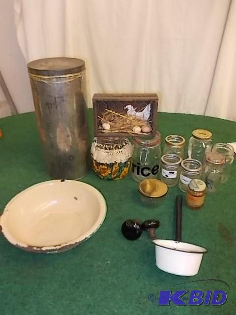 Box Lot Assorted Canning Jars, Lar...