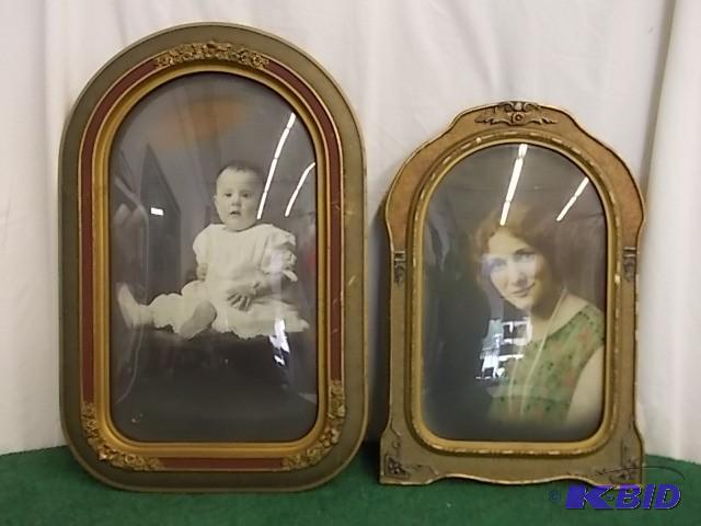 2- Ornate FramedConvex Glass Vinta...