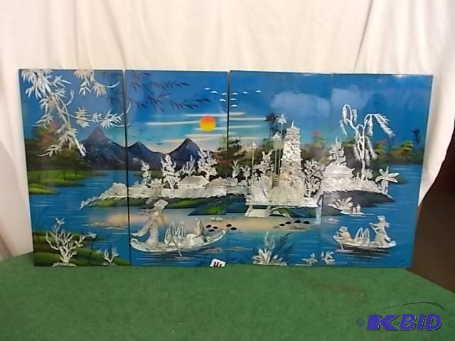 4-Piece Asian Mural 12 x 23 Each...