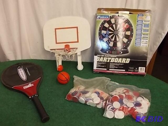 Electronic Dart Board, Poker Chips,...