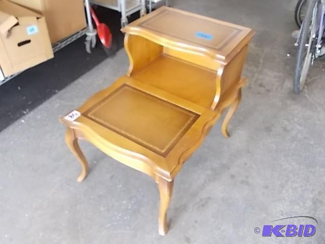 Vintage Wood Step End Table With Le...