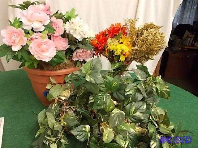 Large Pot With Pink Flowers, Basket...