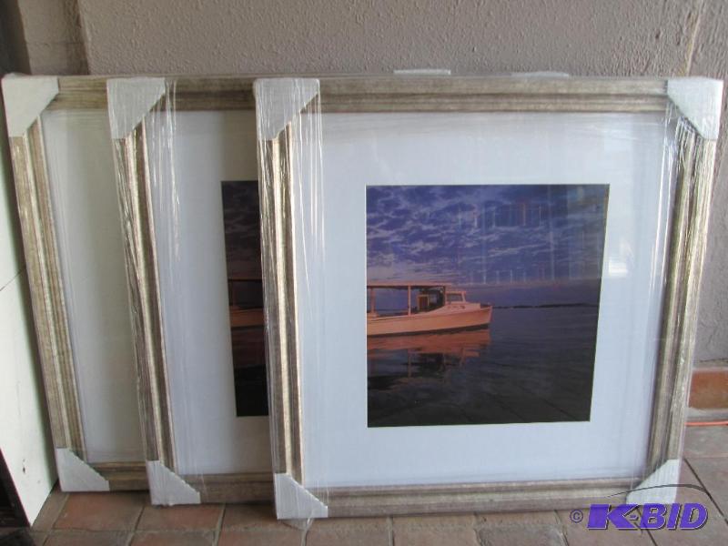 Lot of 3 framed island scenes....