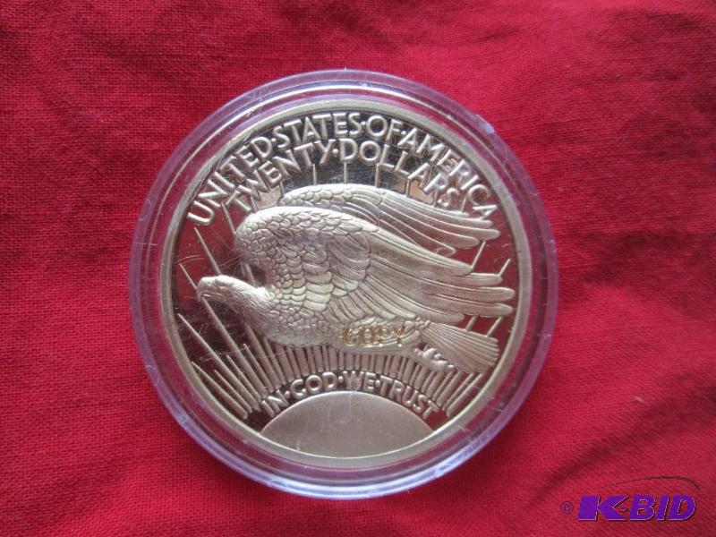 Gold $20 coin. Eagle in flight on f...