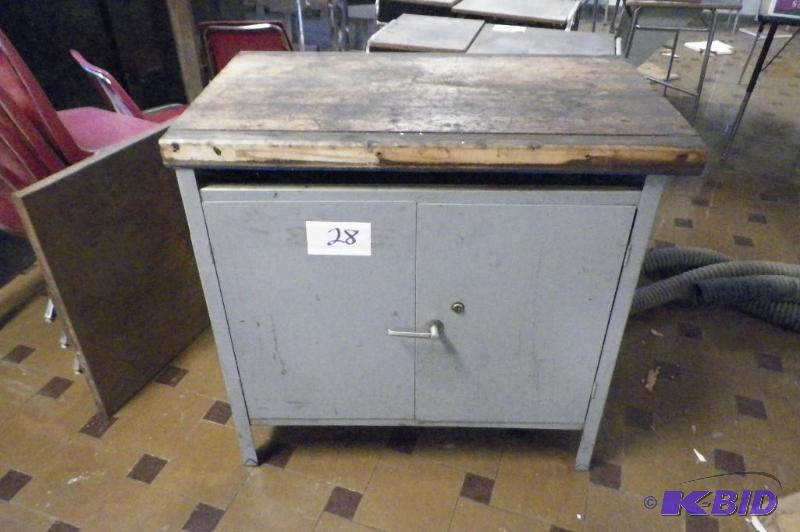Metal Cabinet with Butcher Block Top