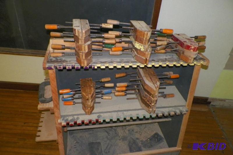 Storage Table with 24 Wood Clamps