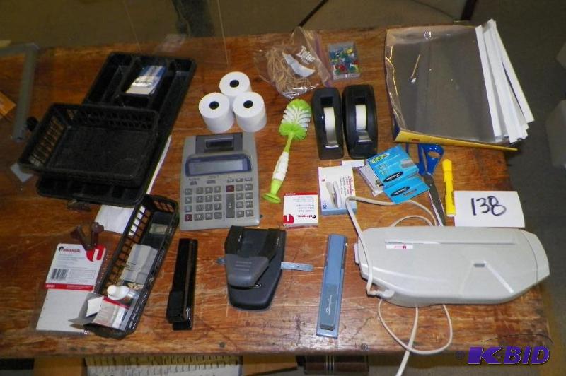 lot 138 image: Box of office supplies - Shredder w...