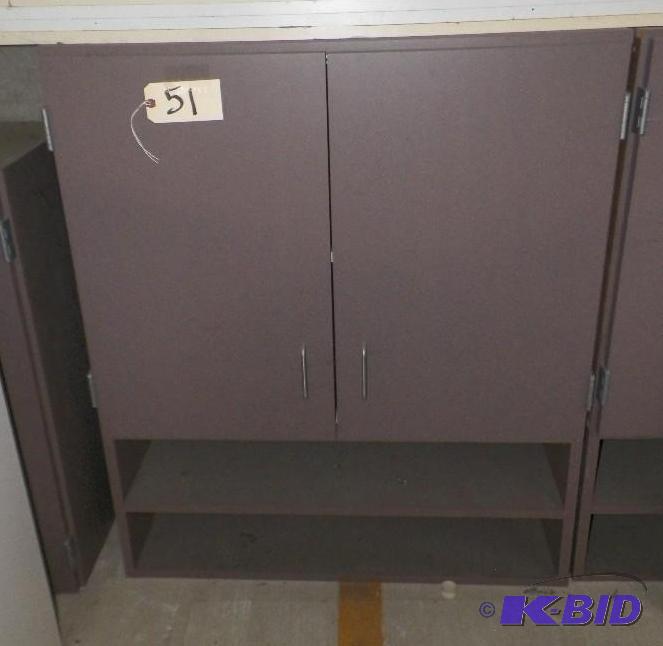 lot 51 image: Purple Wall Cabinet with Adjustable Shelf and 2 fixed shelves