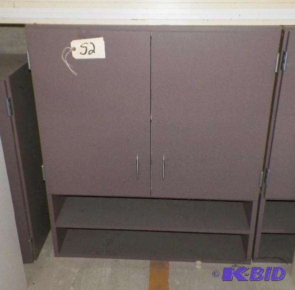 lot 52 image: Purple Wall Cabinet with Adjustable Shelf and 2 fixed shelves