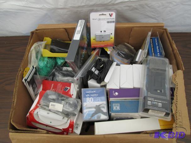 lot 27 image: 6" high box of misc. electroni...