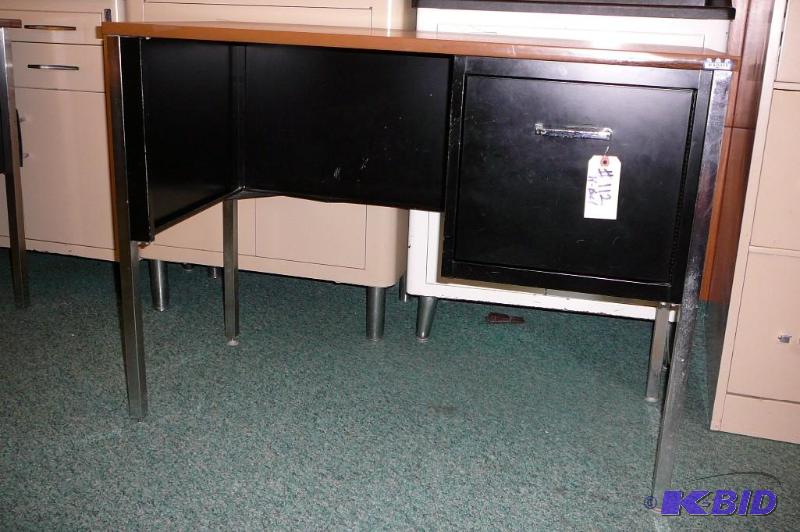 METAL DESK WITH CABINET 20&quotD X...
