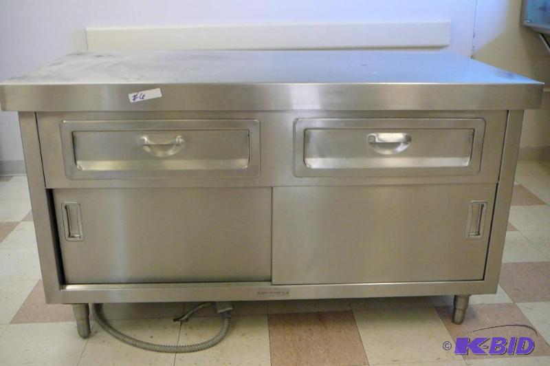 Stainless steel counter with 2 draw...