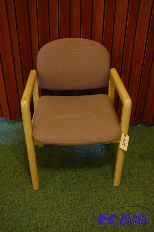 Wooden chair brown fabric seat Sold...