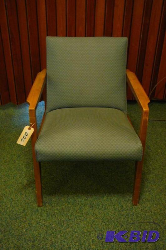 Wooden chair green fabric seat Sold...