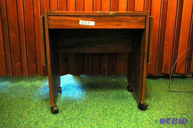 Wooden table with flip up sides and...