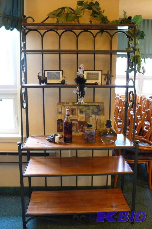 6 shelf iron&amp wood rack with ni...