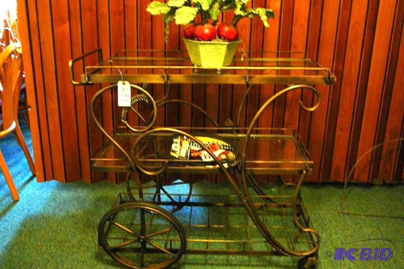 Decorative cart with 2 glass shelve...