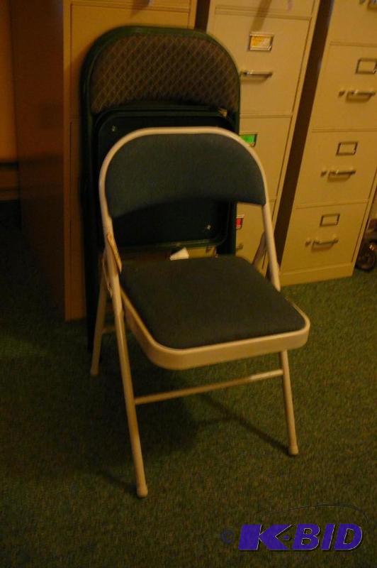 3 Steel folding chairs with fabric ...