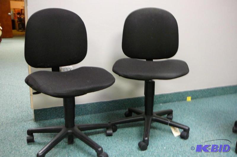 2 adjustable black office chairs wi...