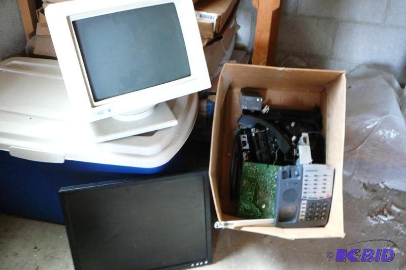2 computer monitors and misc comput...