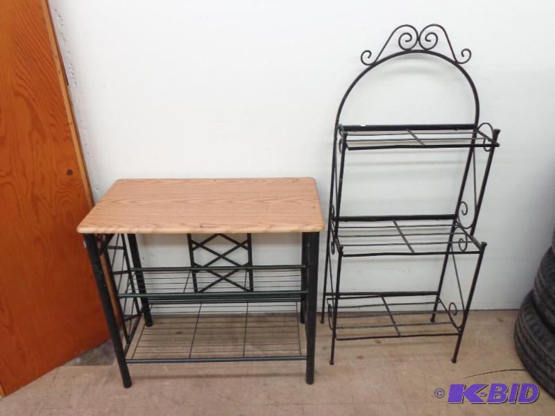 lot 8 image: Small Table and Small Stand 3 Shelf...
