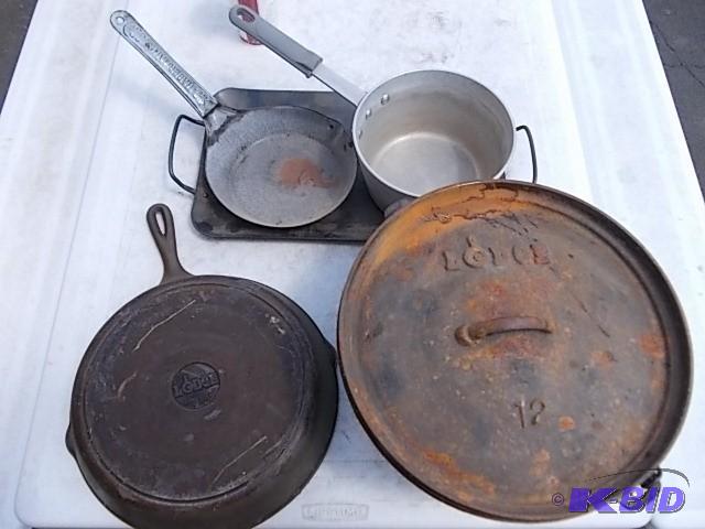 Cast Iron Kettle, Skillet, 2 Pots, ...