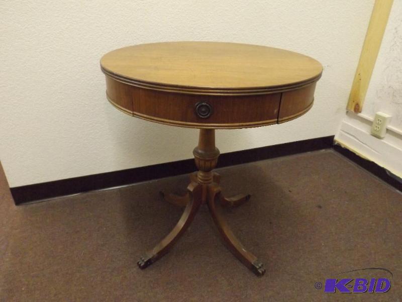 Vintage rounded two drawer table wi...