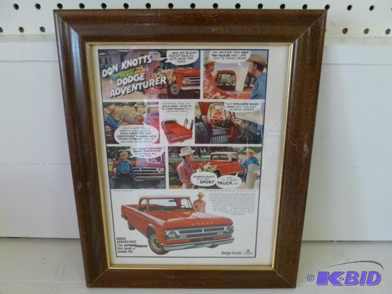 lot 119 image: Vintage Dodge Trucks wood framed ad...
