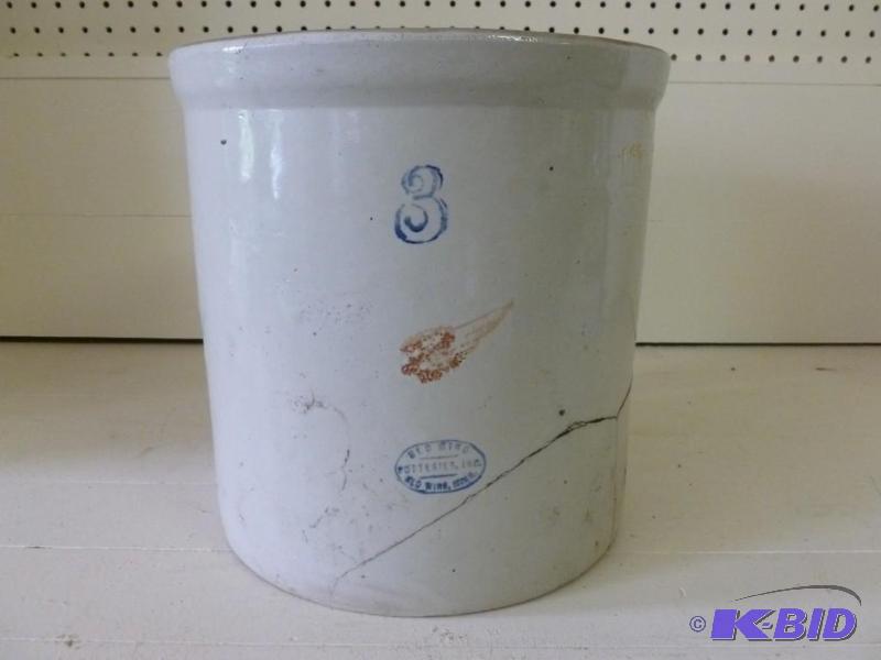 lot 143 image: Red Wing 3 gallon small wing crock ...
