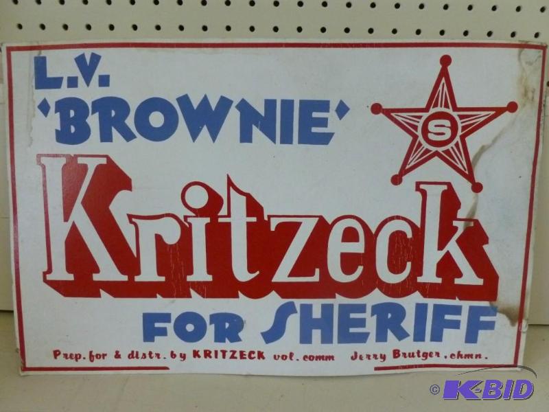 lot 151 image: L.V Brownie Kritzeck For Sheriff he...