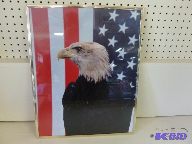 lot 221 image: Large framed bald eagle picture tha...