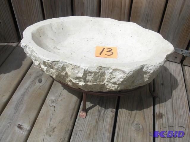 White Faux Stone Garden Dish.. Simu...