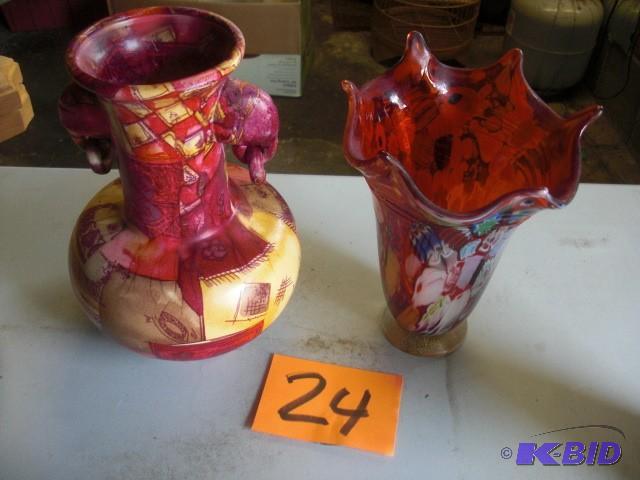 2, Elegant Glass Vases   1, 9 in h,...