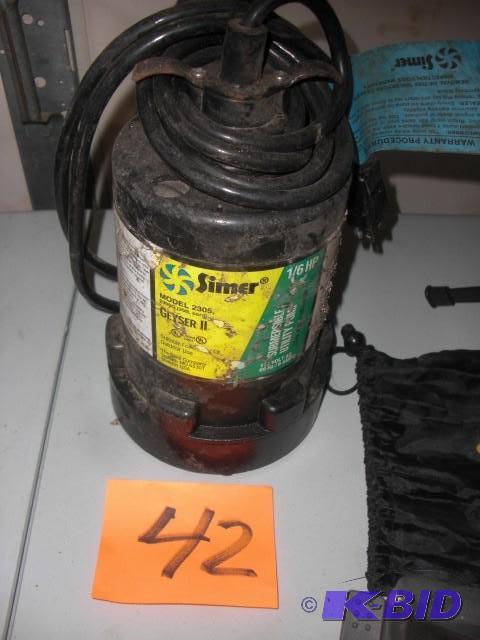 16 H.P. Simer Mod 2305 Sump Pump...