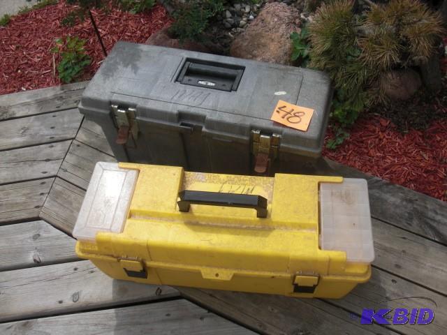 2 Plastic tool boxes   26 in x 10 i...